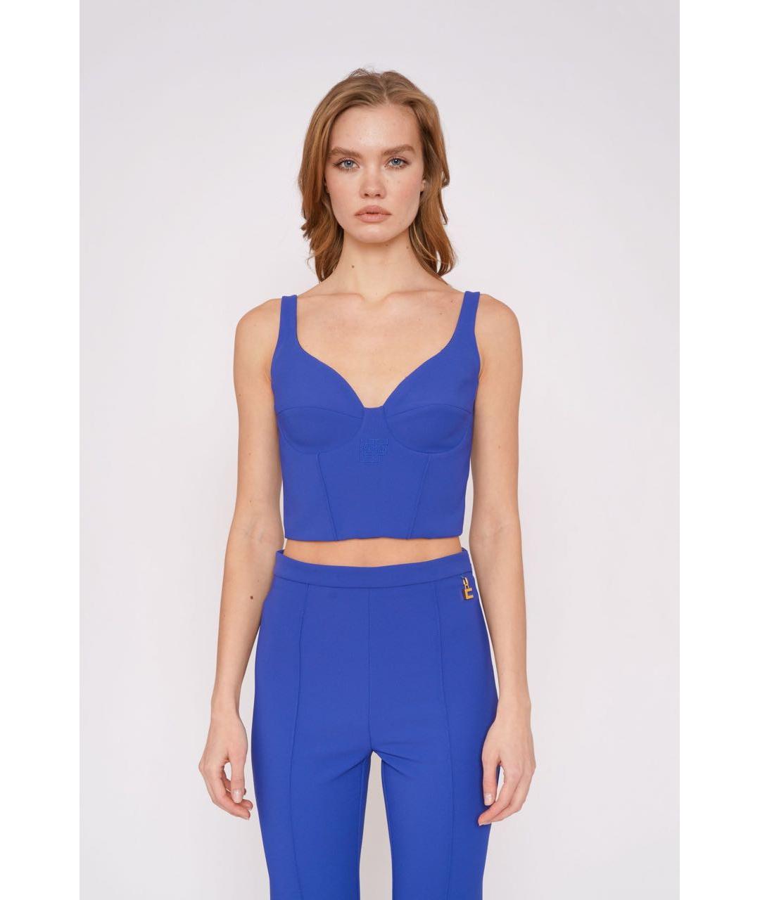 ELISABETTA FRANCHI Синяя полиэстеровая майка, фото 2