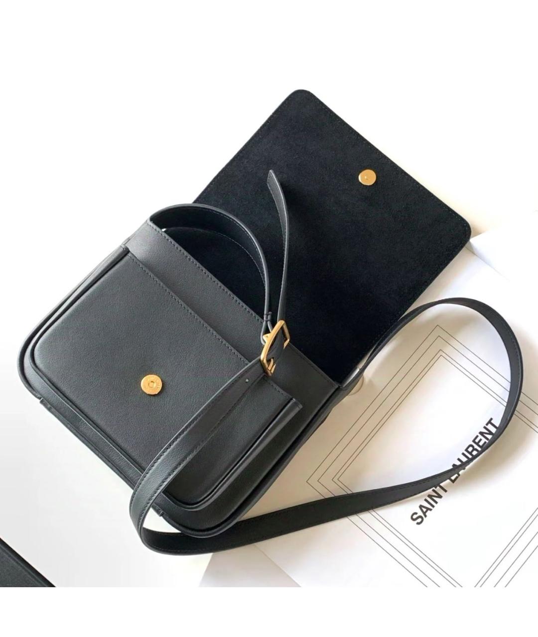SAINT LAURENT Черная кожаная сумка через плечо, фото 7