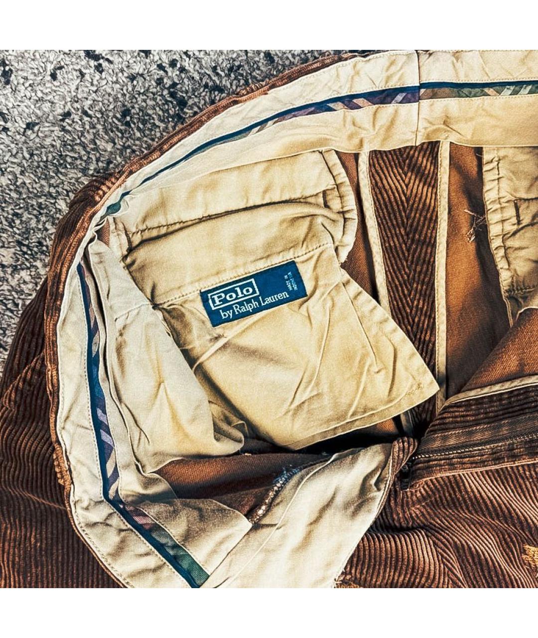 POLO RALPH LAUREN Коричневые хлопковые повседневные брюки, фото 3