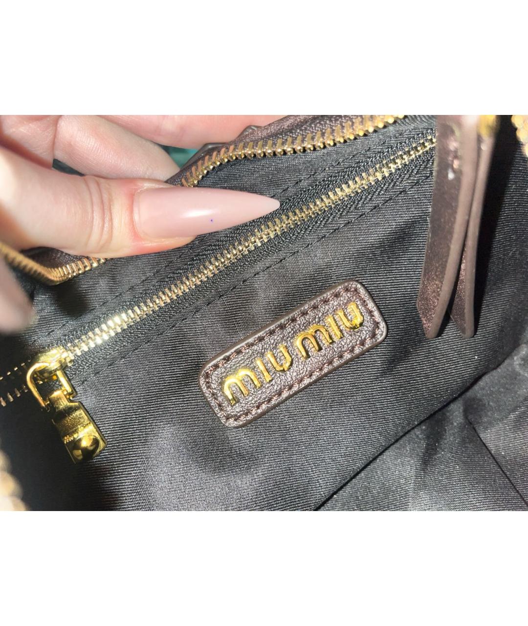 MIU MIU Антрацитовая кожаная сумка через плечо, фото 3