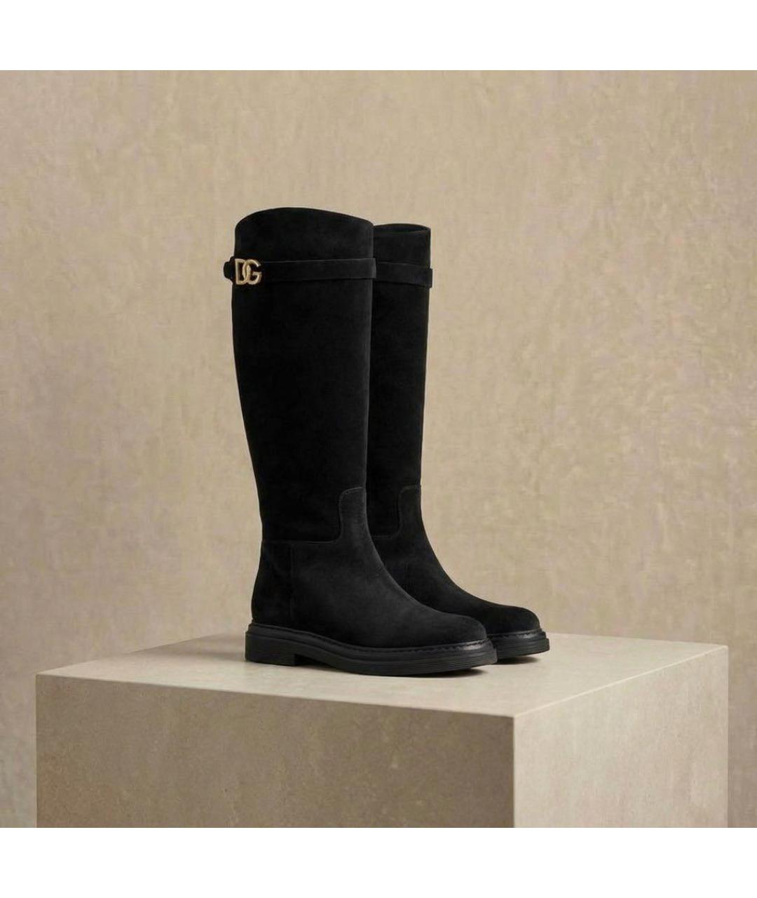 DOLCE&GABBANA Черные замшевые сапоги, фото 5