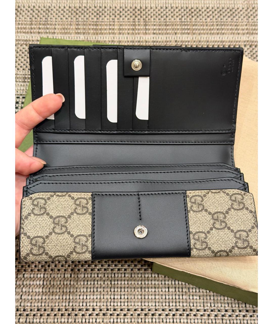 GUCCI Бежевый кожаный кошелек, фото 5