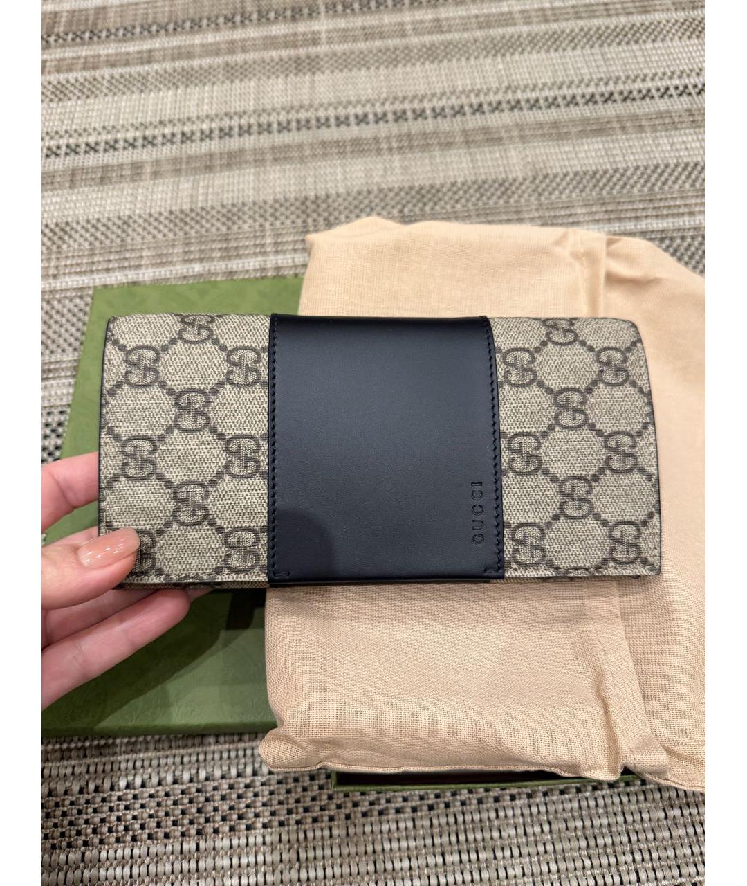 GUCCI Бежевый кожаный кошелек, фото 9