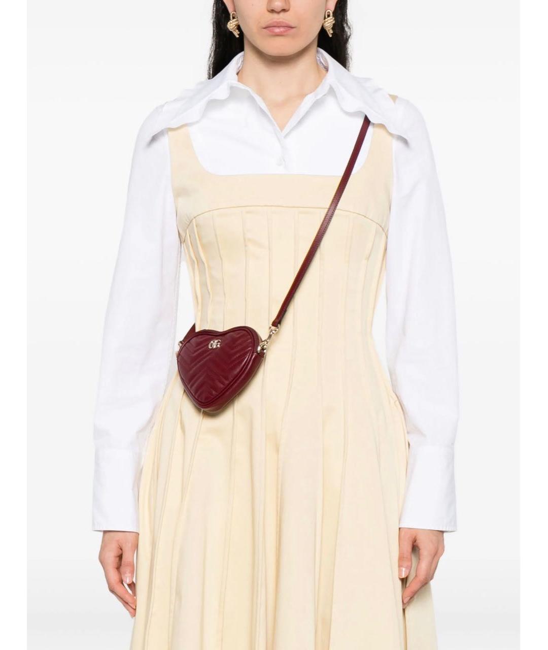 GUCCI Бордовая кожаная сумка через плечо, фото 2