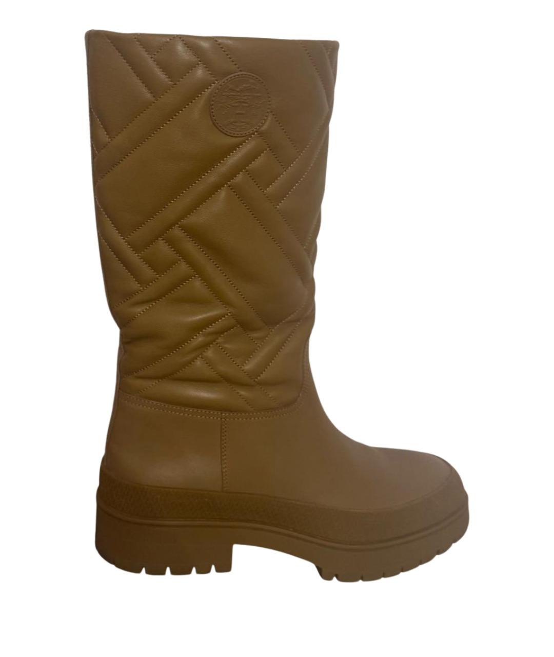 HERMES Бежевые кожаные сапоги, фото 1