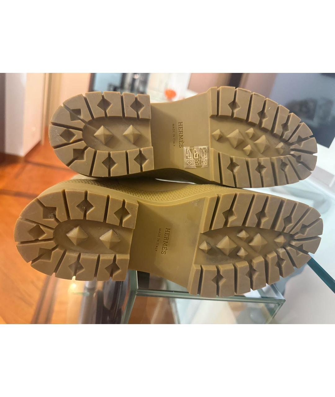 HERMES Бежевые кожаные сапоги, фото 5