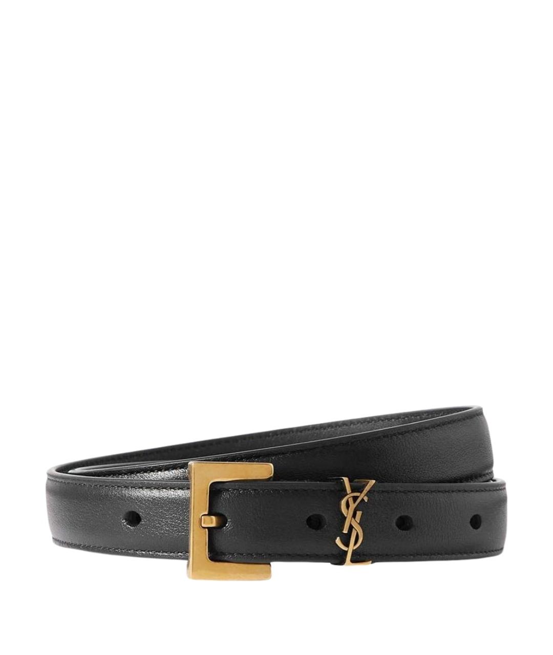 SAINT LAURENT Черный кожаный ремень, фото 1