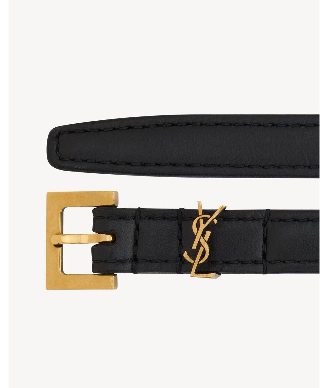 SAINT LAURENT Черный кожаный ремень, фото 3