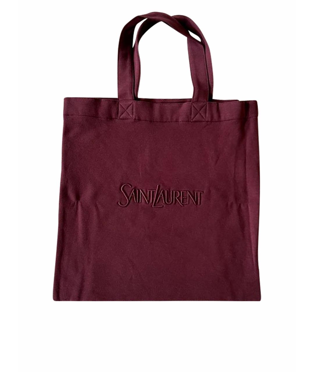 SAINT LAURENT Бордовая хлопковая сумка тоут, фото 1