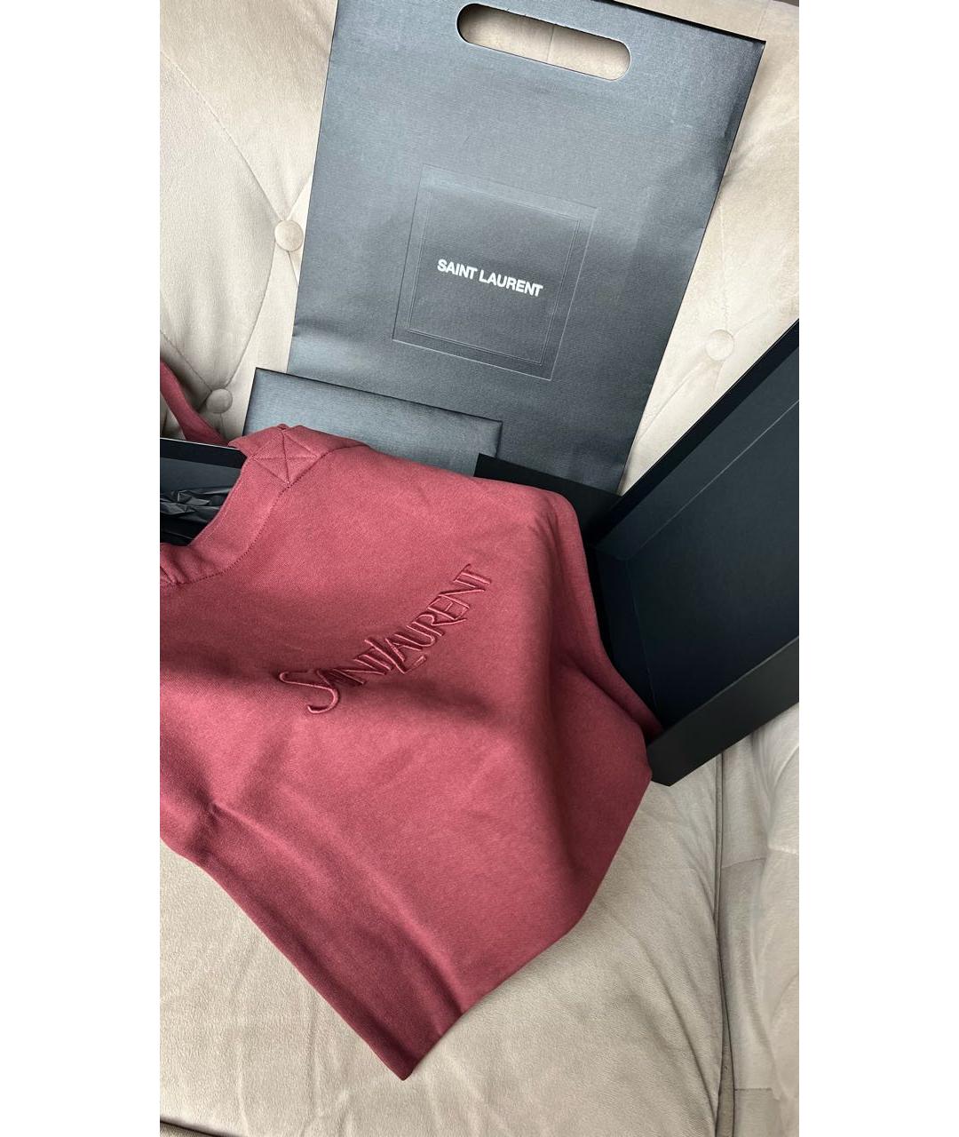 SAINT LAURENT Бордовая хлопковая сумка тоут, фото 2