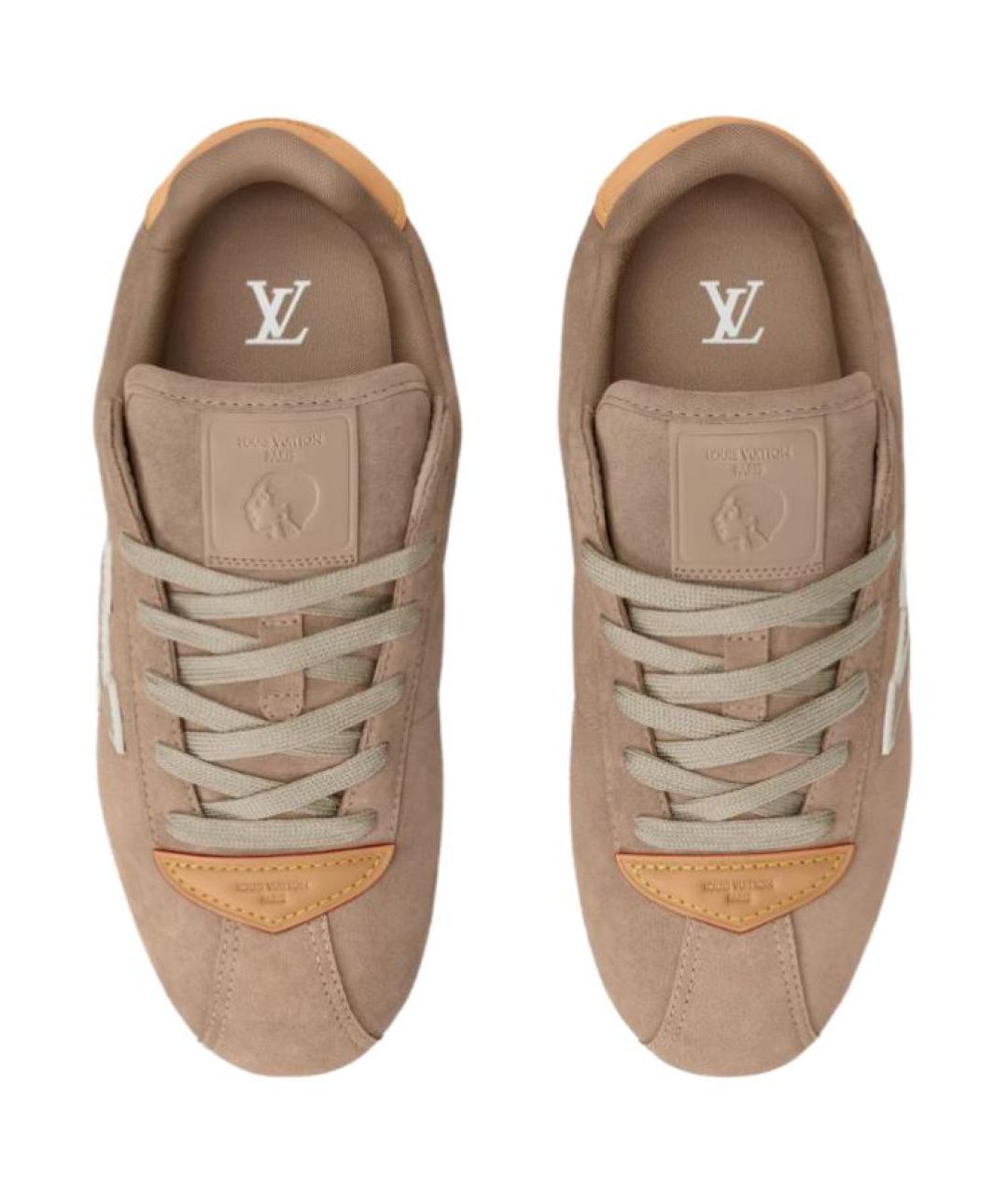 LOUIS VUITTON Бежевые кожаные низкие кроссовки / кеды, фото 4