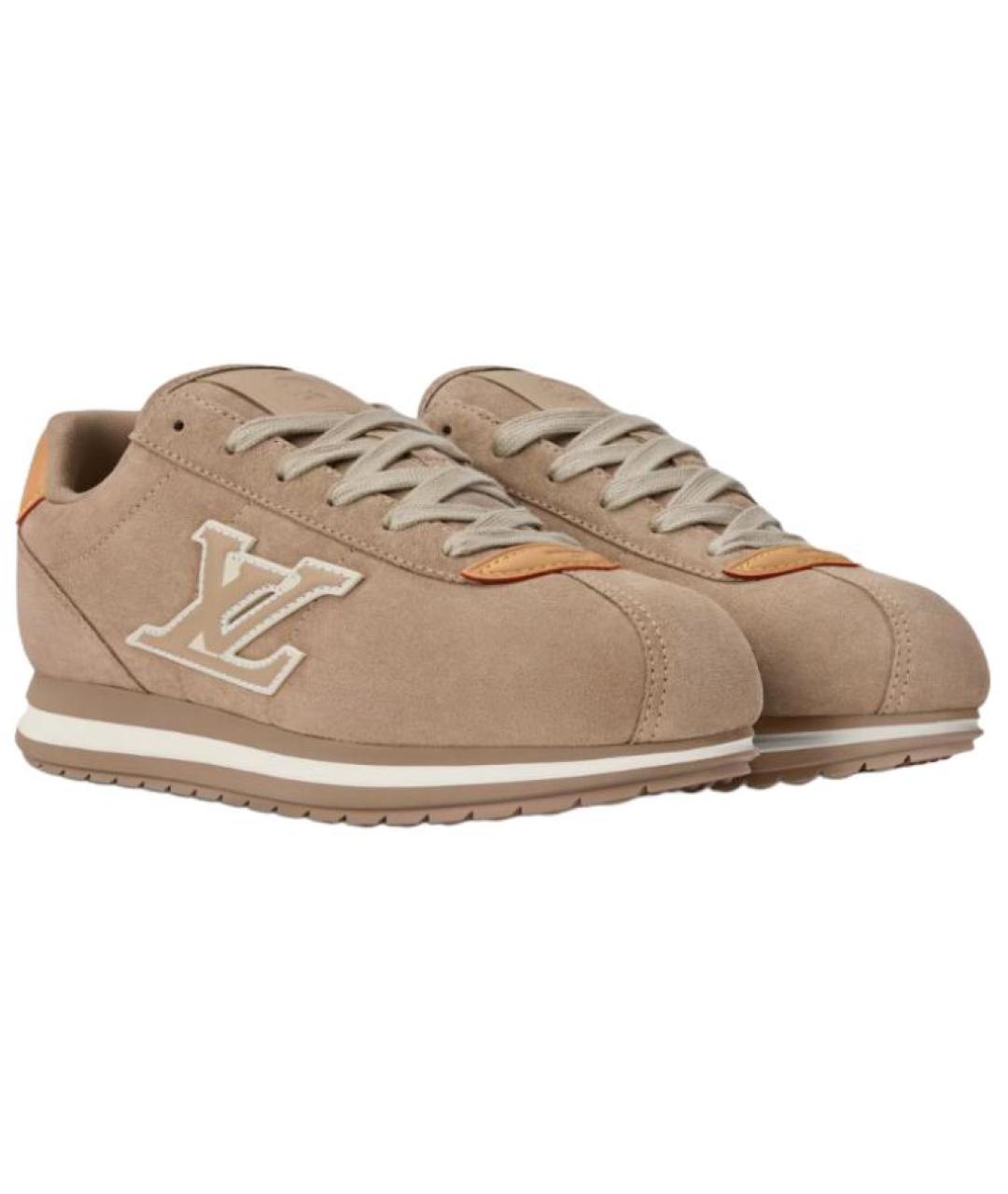 LOUIS VUITTON Бежевые кожаные низкие кроссовки / кеды, фото 3