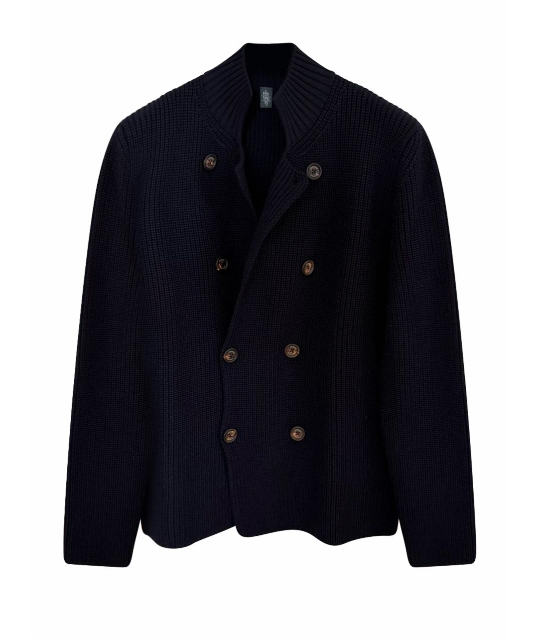 ELEVENTY Темно-синий шерстяной кардиган, фото 1