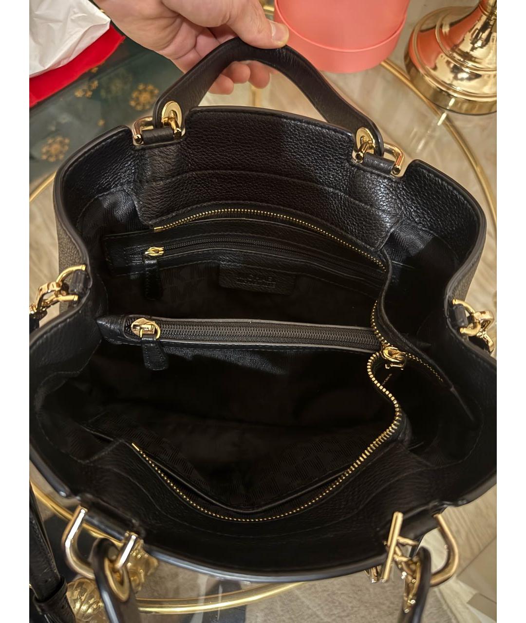 MICHAEL KORS Черная кожаная сумка тоут, фото 4