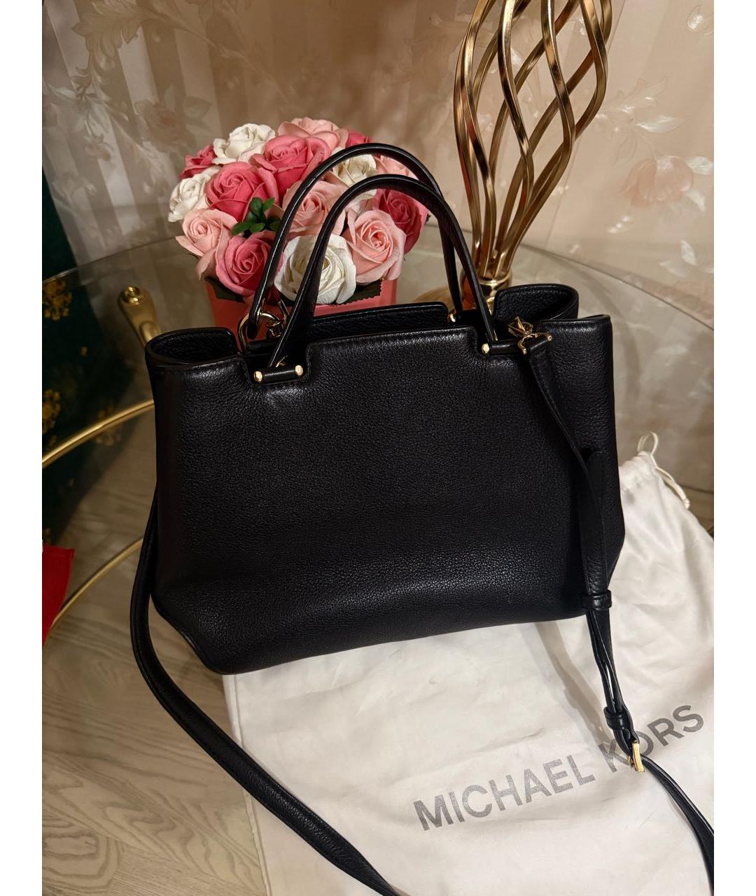 MICHAEL KORS Черная кожаная сумка тоут, фото 2