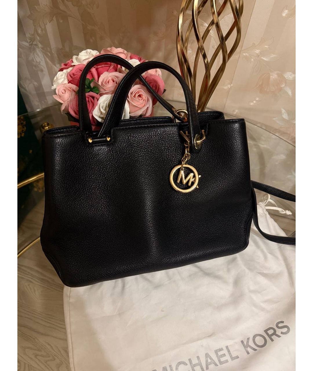 MICHAEL KORS Черная кожаная сумка тоут, фото 5