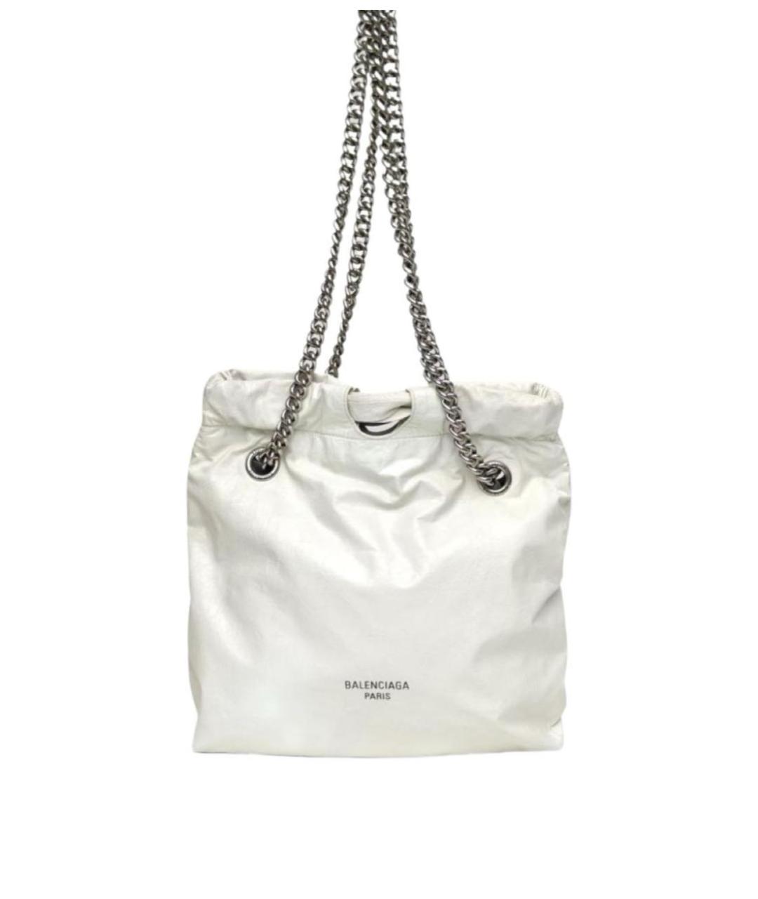 BALENCIAGA Белая кожаная сумка через плечо, фото 2