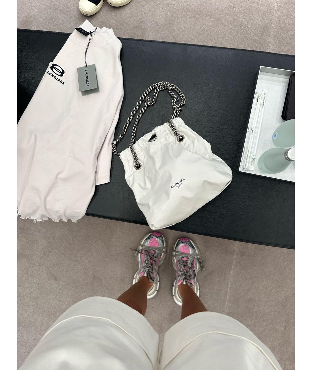 BALENCIAGA Белая кожаная сумка через плечо, фото 3
