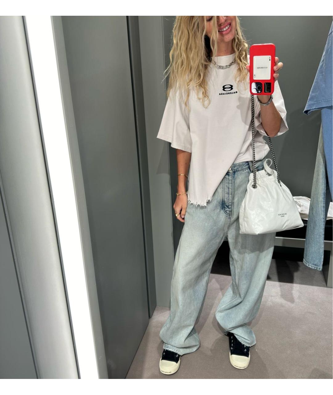 BALENCIAGA Белая кожаная сумка через плечо, фото 4