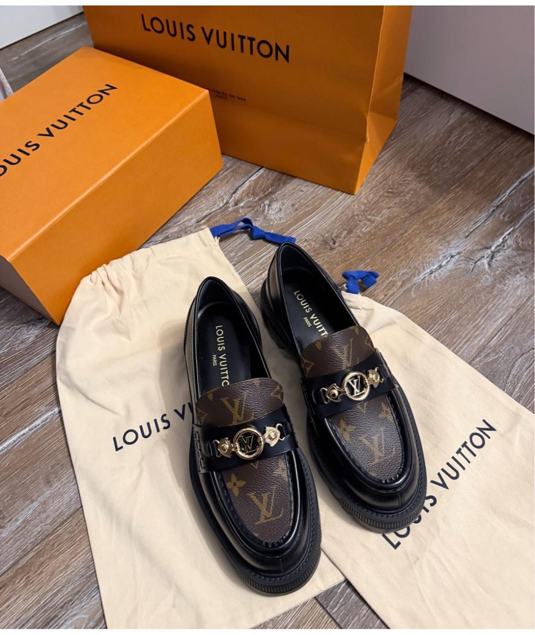 LOUIS VUITTON Черные кожаные лоферы, фото 4