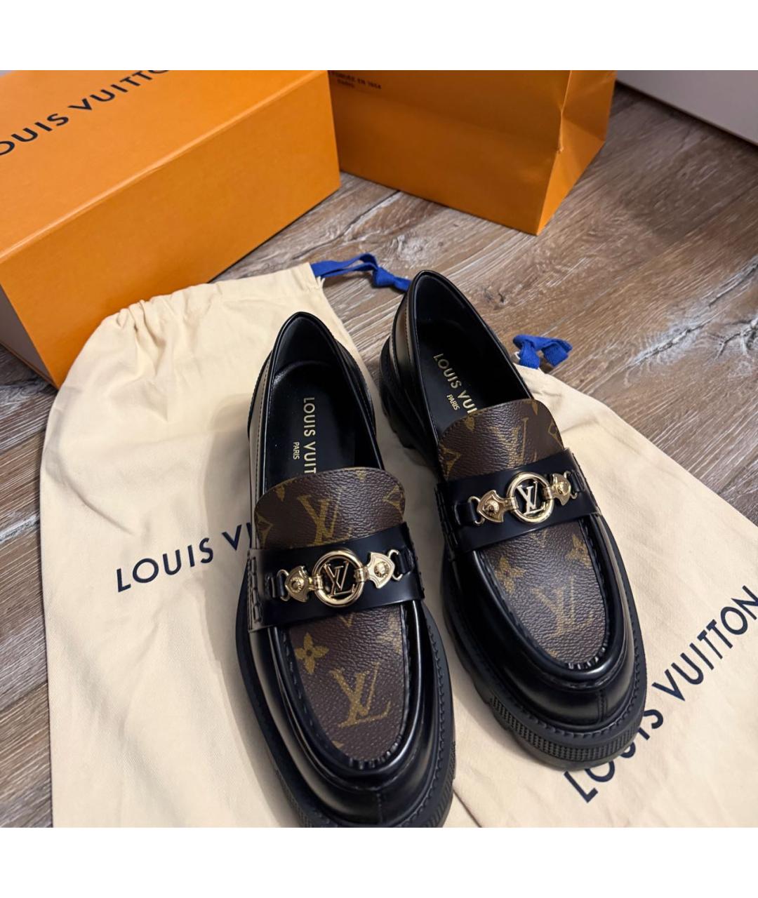 LOUIS VUITTON Черные кожаные лоферы, фото 5