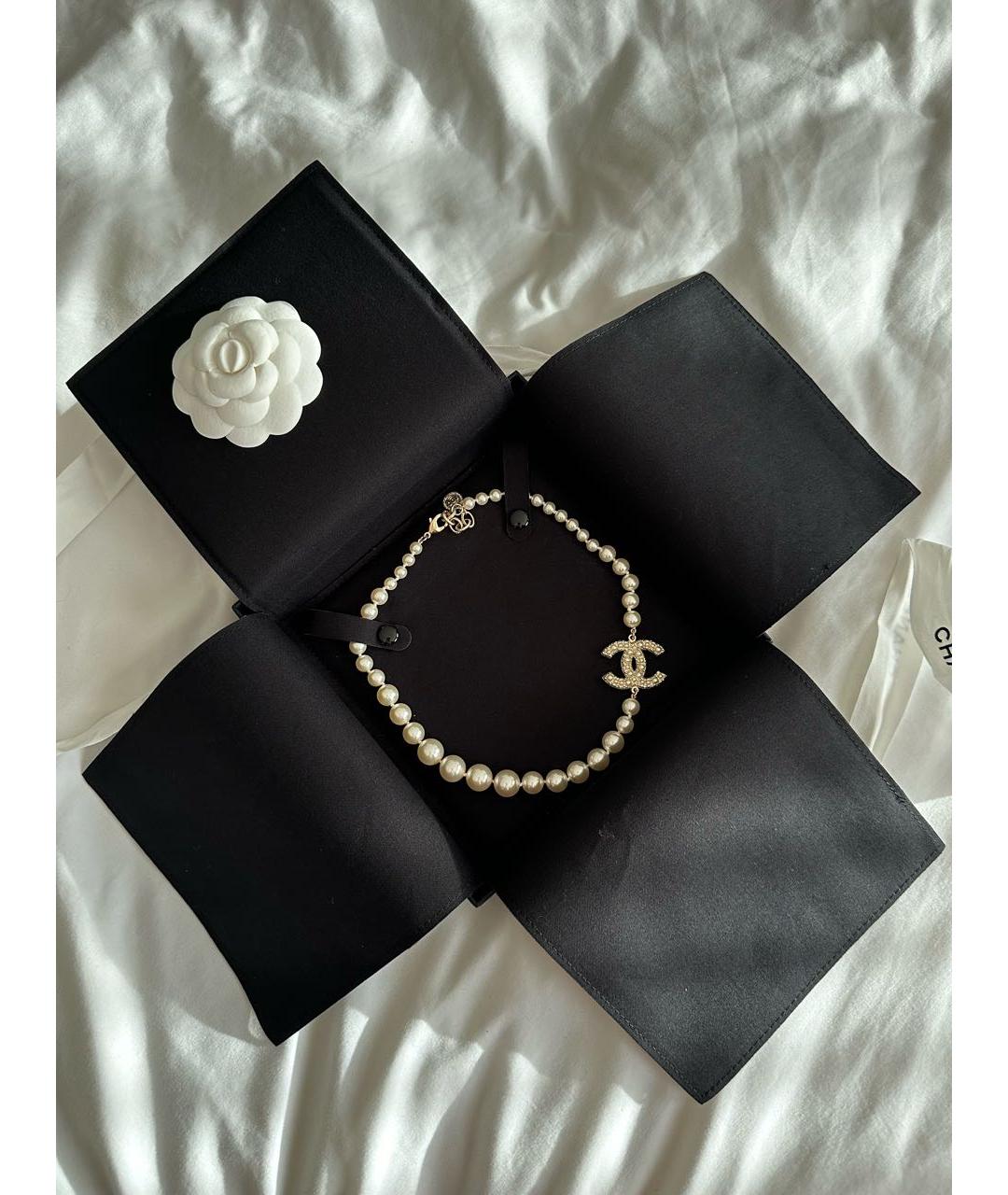 CHANEL Белый жемчужный чокер, фото 3