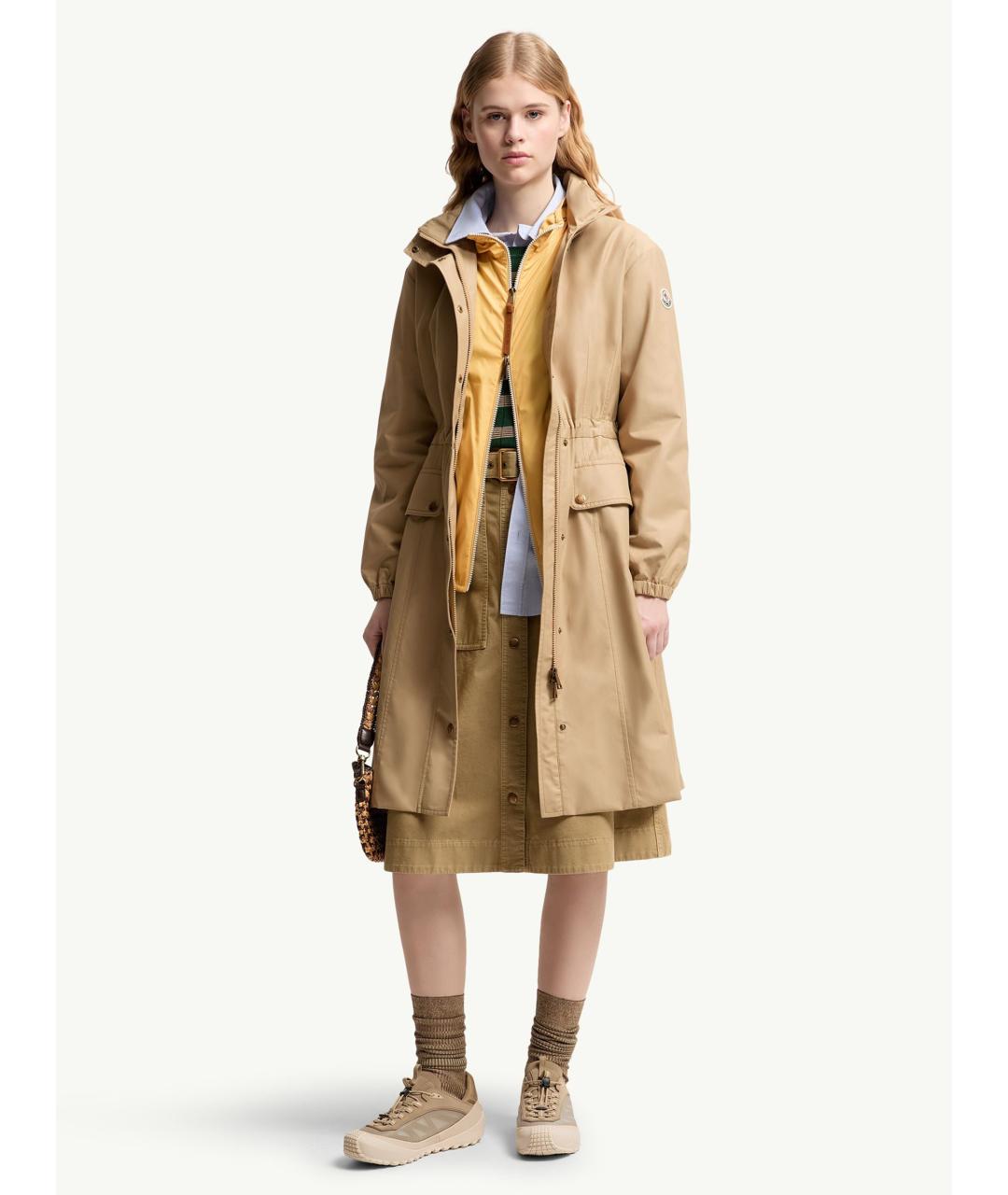 MONCLER Бежевый хлопковый тренч/плащ, фото 2
