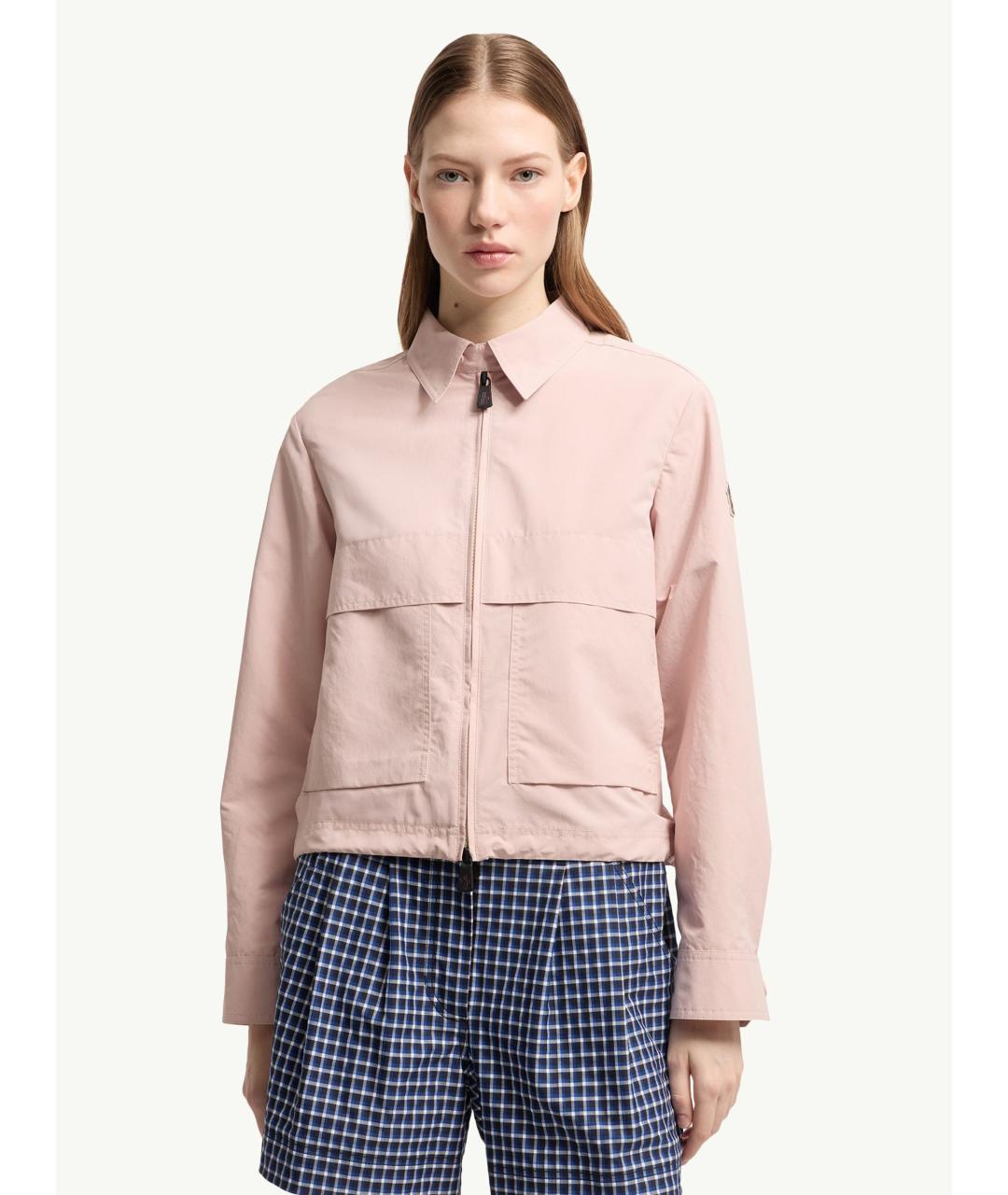 MONCLER Розовая полиэстеровая куртка, фото 3