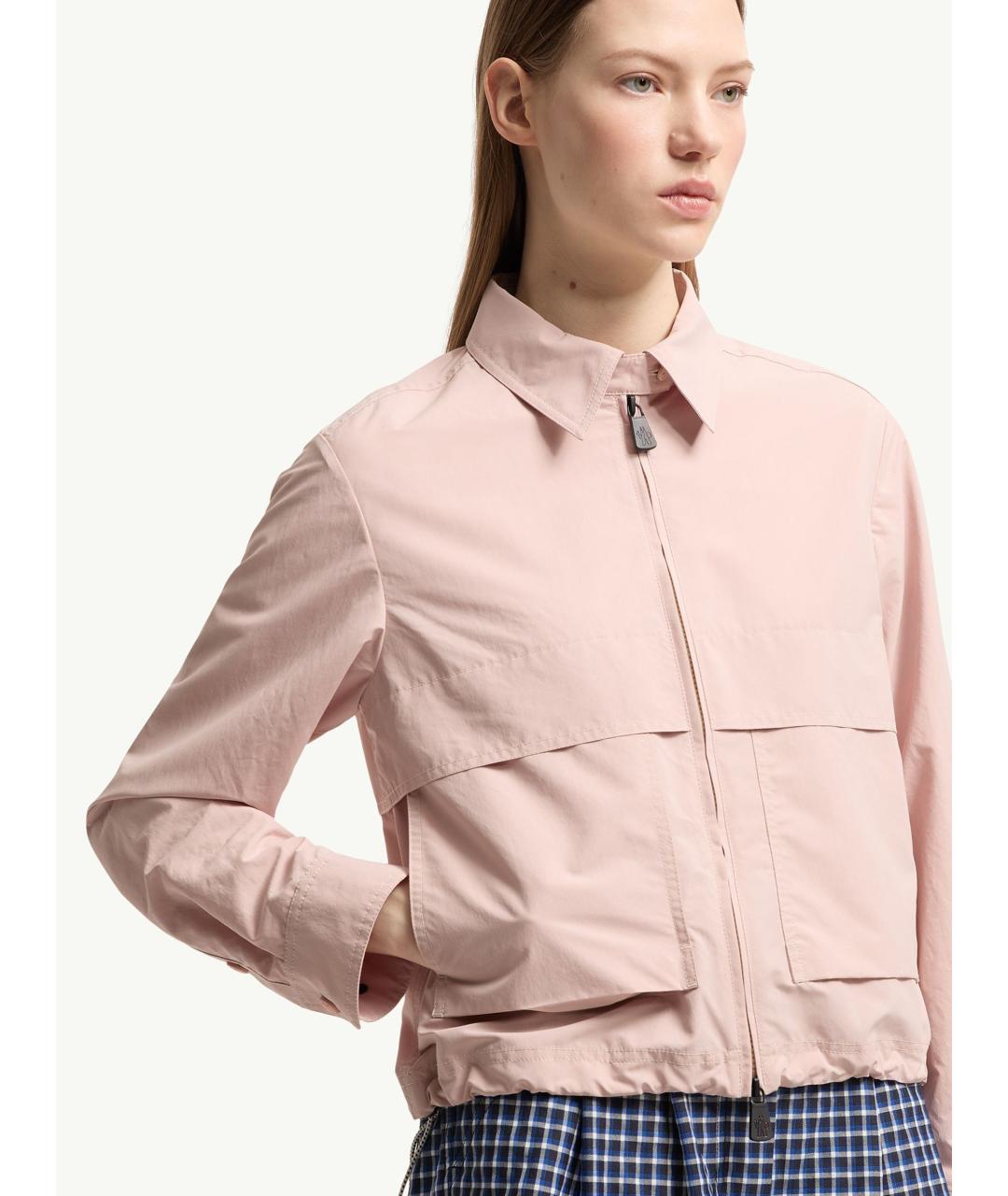 MONCLER Розовая полиэстеровая куртка, фото 6