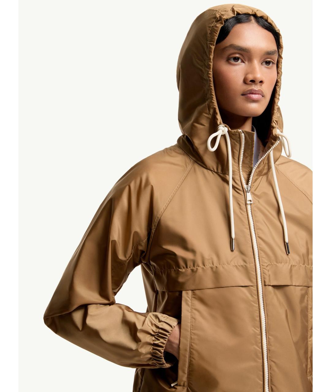 MONCLER Бежевая полиамидовая куртка, фото 5