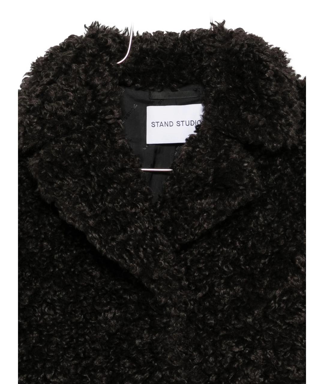 STAND STUDIO Коричневая полиэстеровая шуба, фото 3