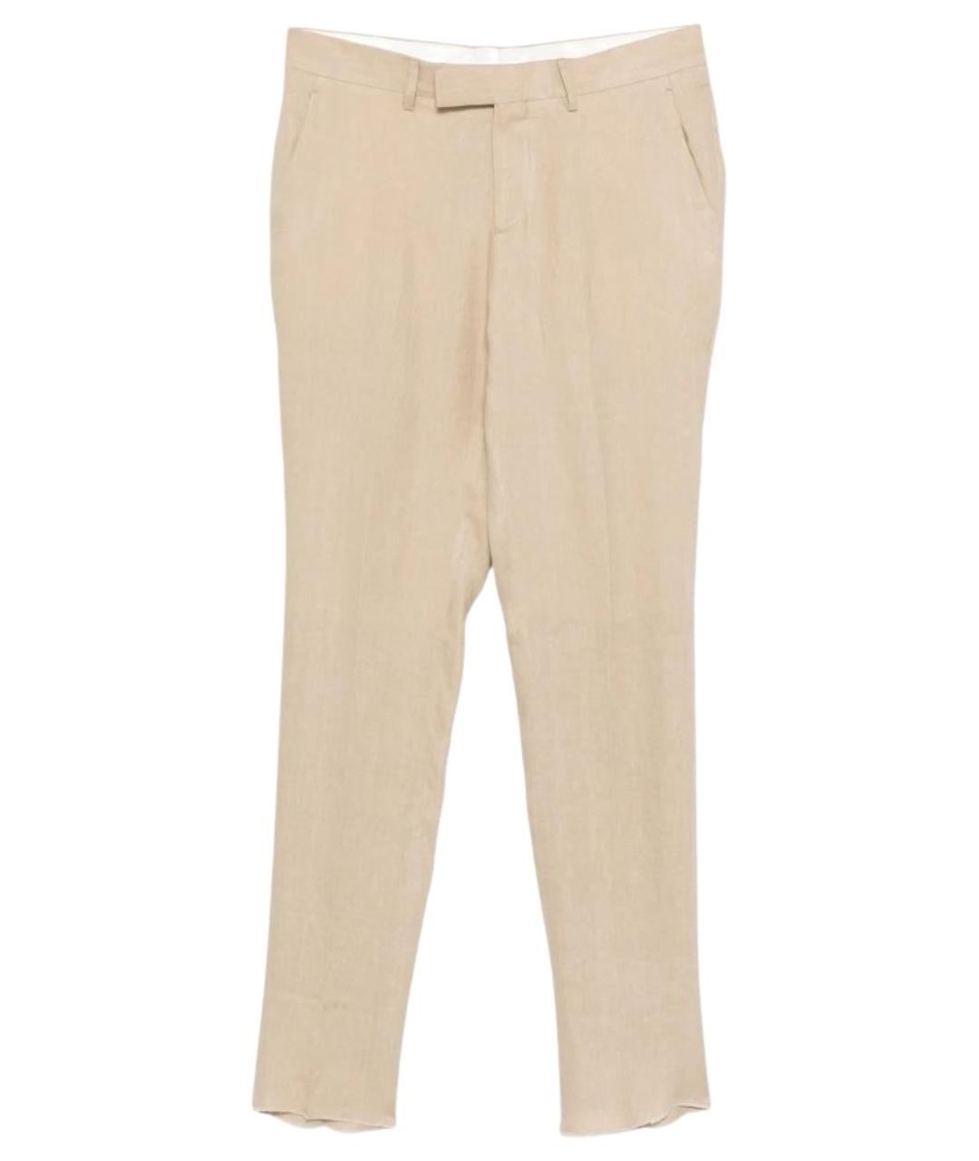 LARDINI Бежевые льняные повседневные брюки, фото 1