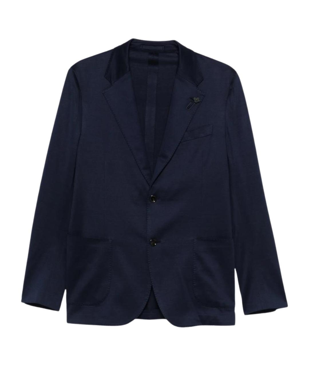 LARDINI Темно-синий хлопковый пиджак, фото 1