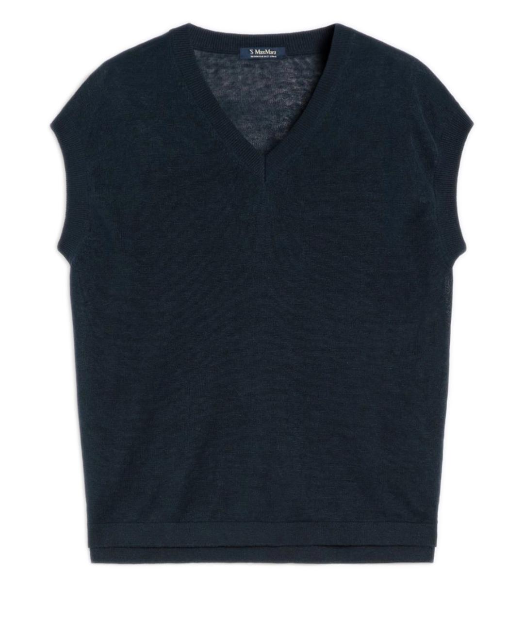 'S MAX MARA Темно-синяя льняная жилетка, фото 1