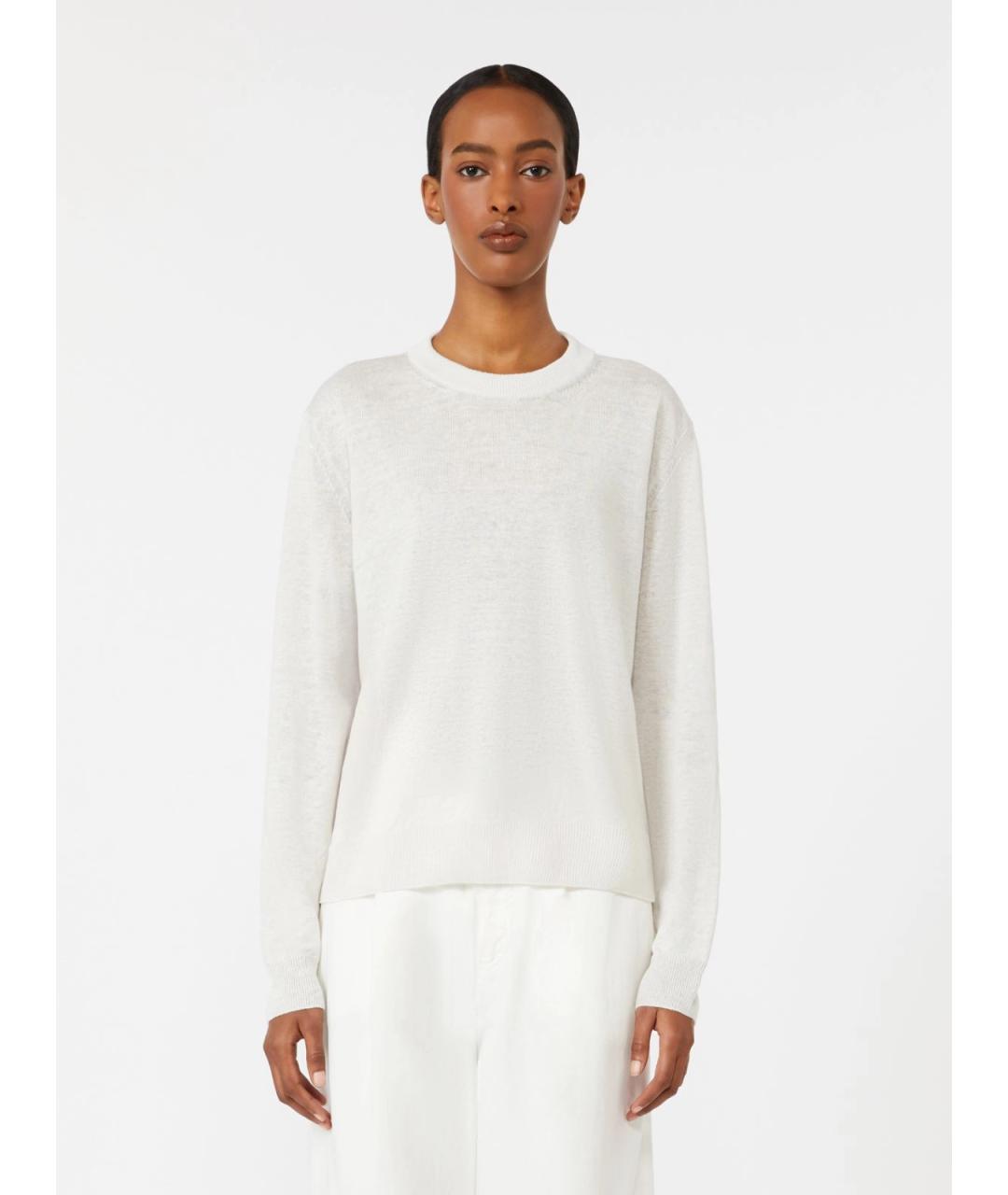 'S MAX MARA Белый льняной джемпер / свитер, фото 3