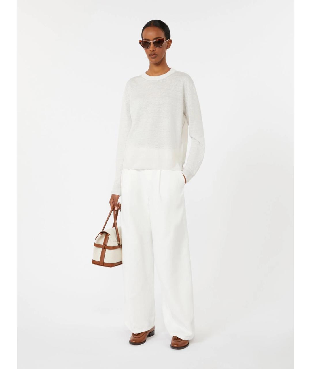 'S MAX MARA Белый льняной джемпер / свитер, фото 2