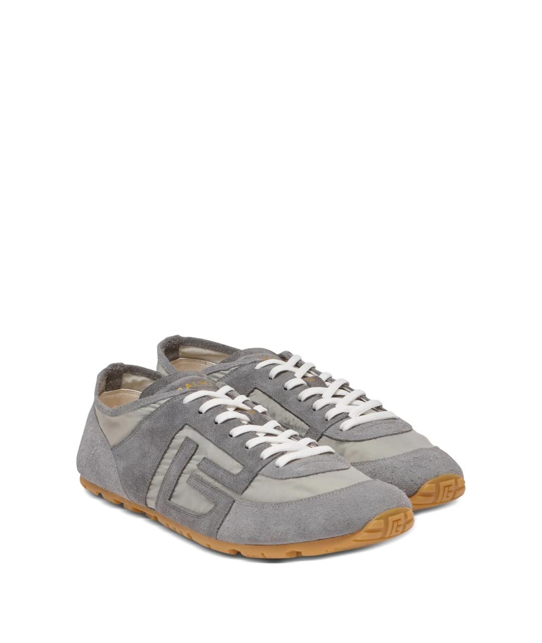 BALMAIN Серые замшевые низкие кроссовки / кеды, фото 2