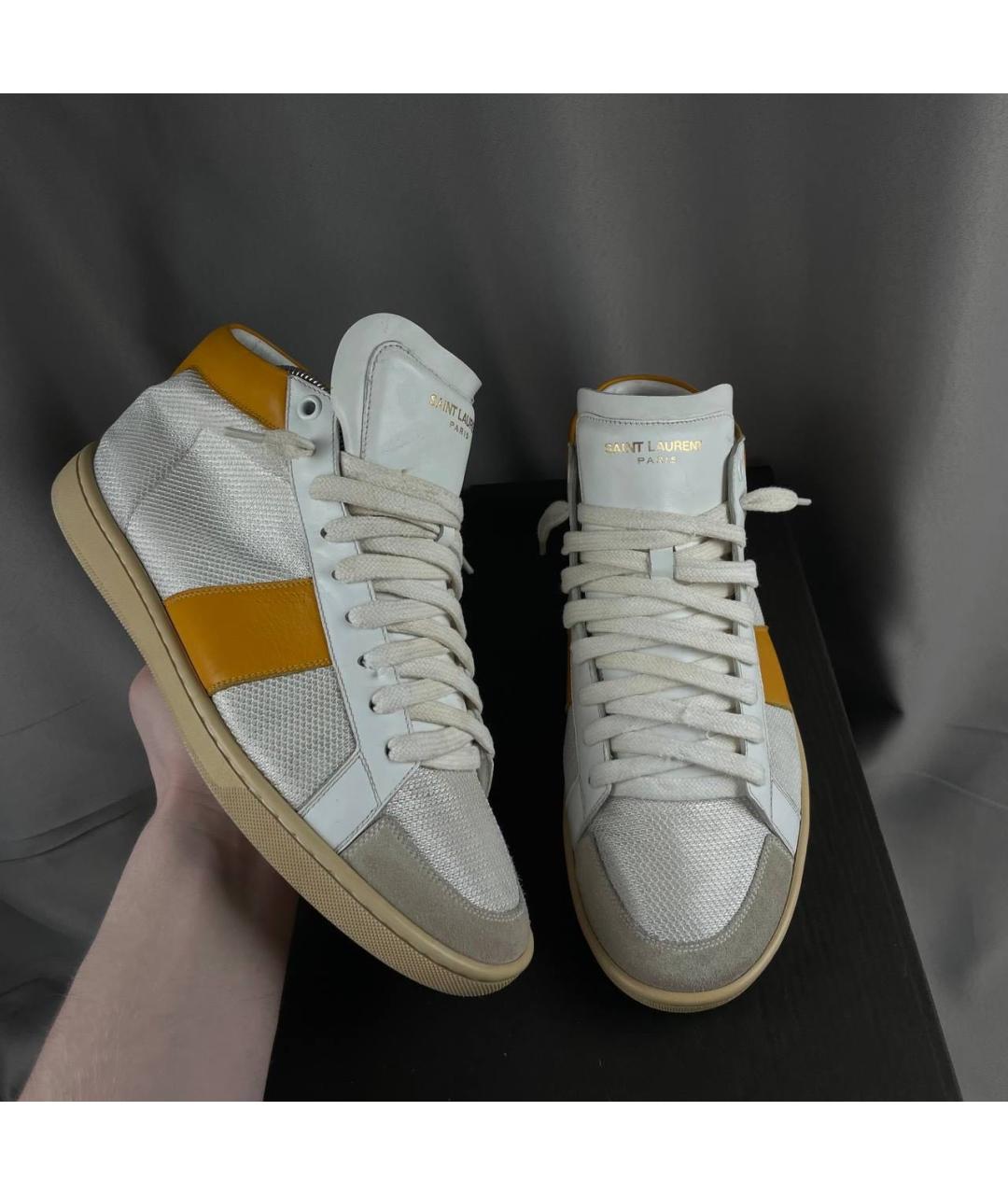 SAINT LAURENT Белые текстильные высокие кроссовки / кеды, фото 7