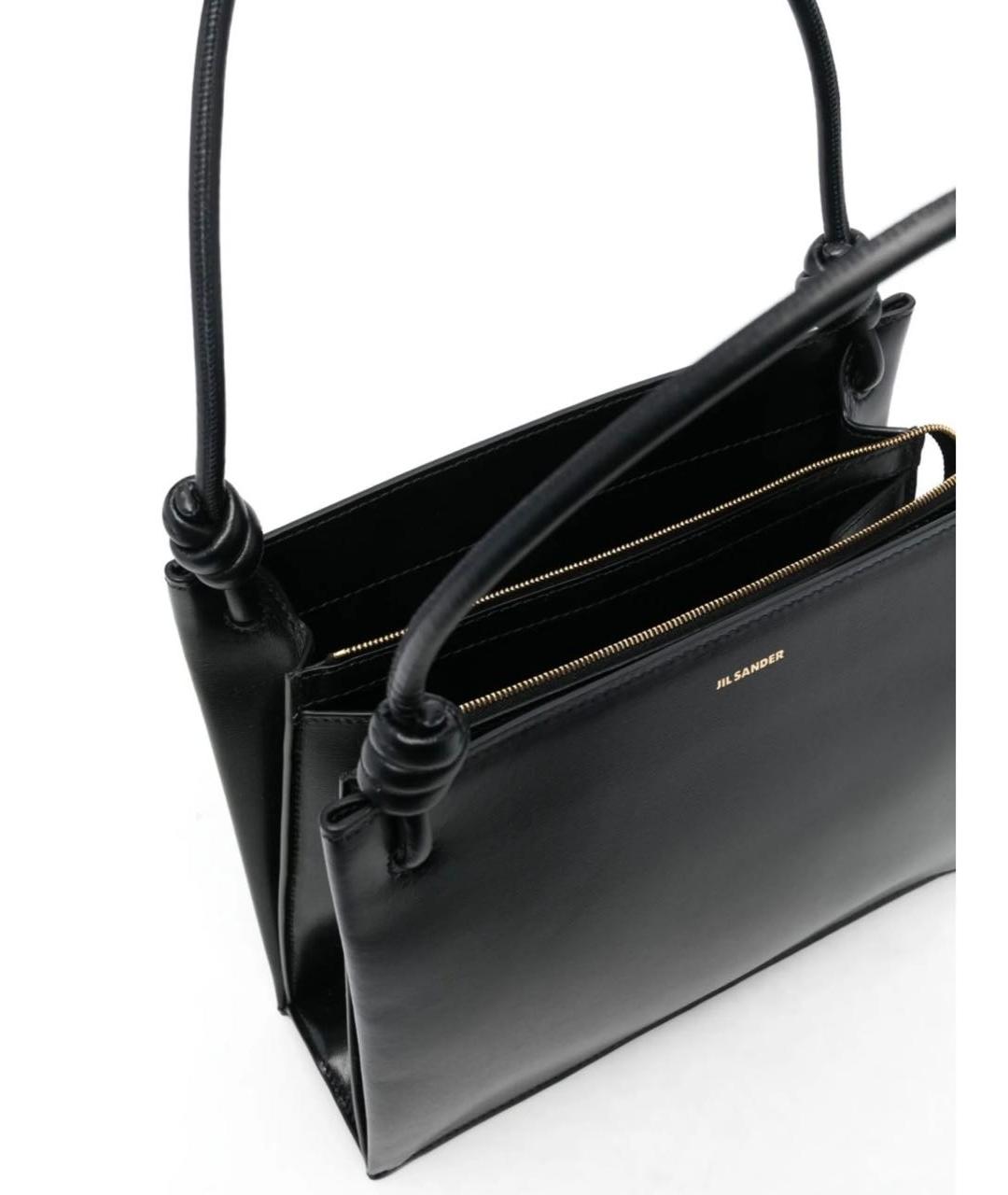 JIL SANDER Черная кожаная сумка тоут, фото 2