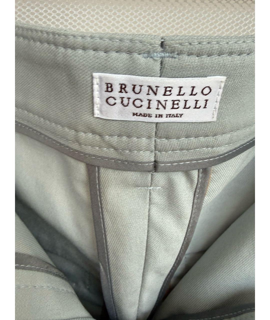 BRUNELLO CUCINELLI Голубые хлопко-эластановые брюки широкие, фото 3