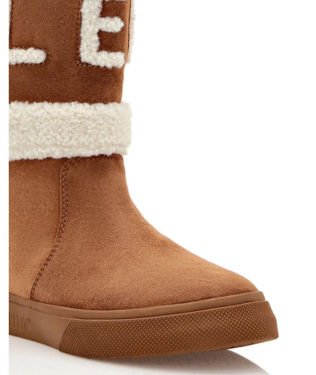 PHILIPP PLEIN Коричневые замшевые сапоги, фото 3