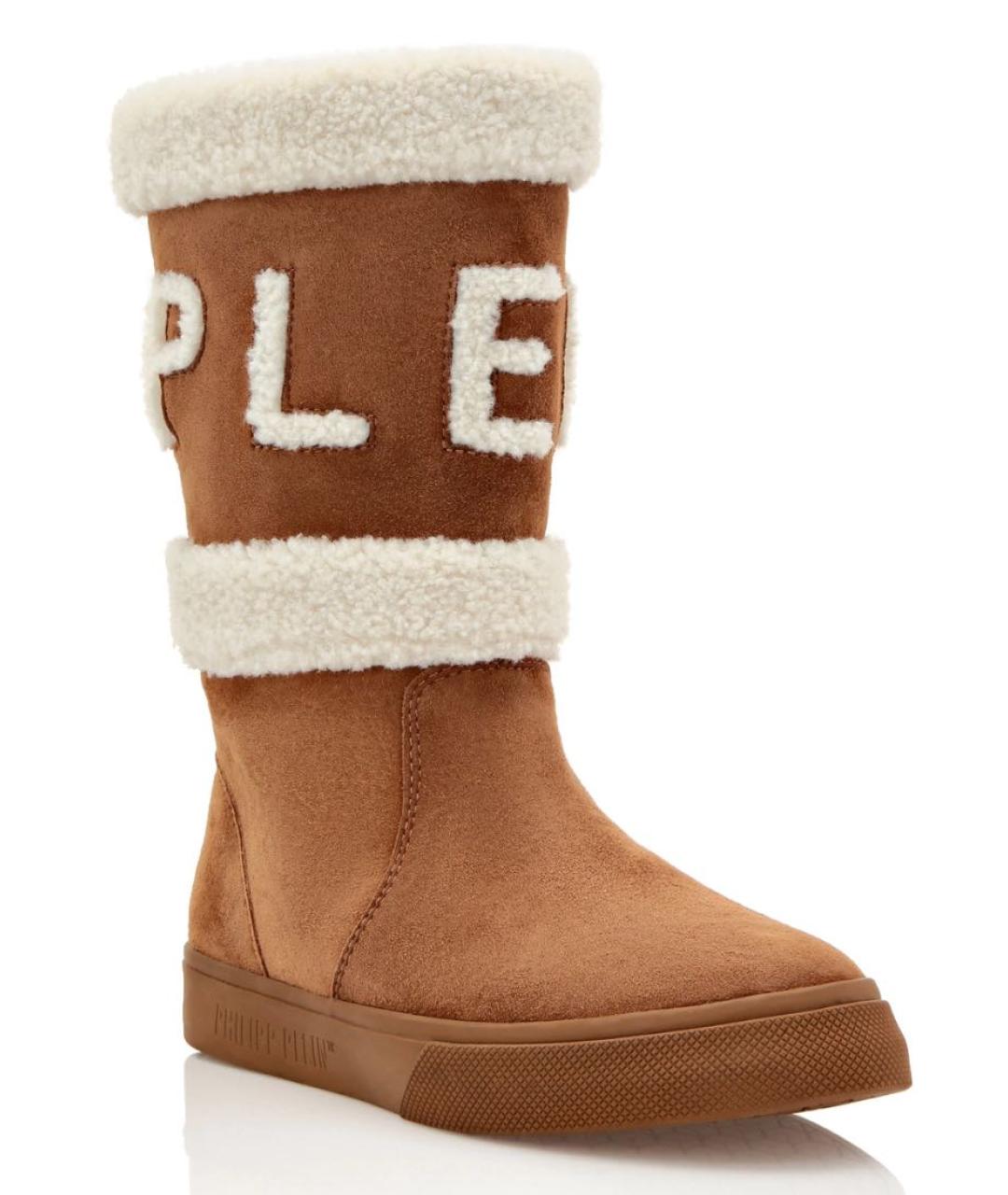 PHILIPP PLEIN Коричневые замшевые сапоги, фото 2