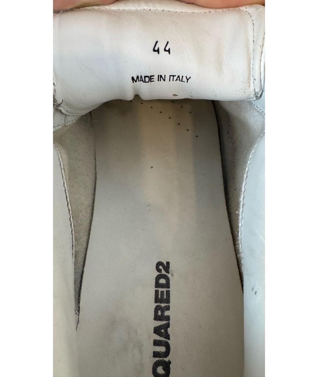 DSQUARED2 Белые кожаные низкие кроссовки / кеды, фото 6