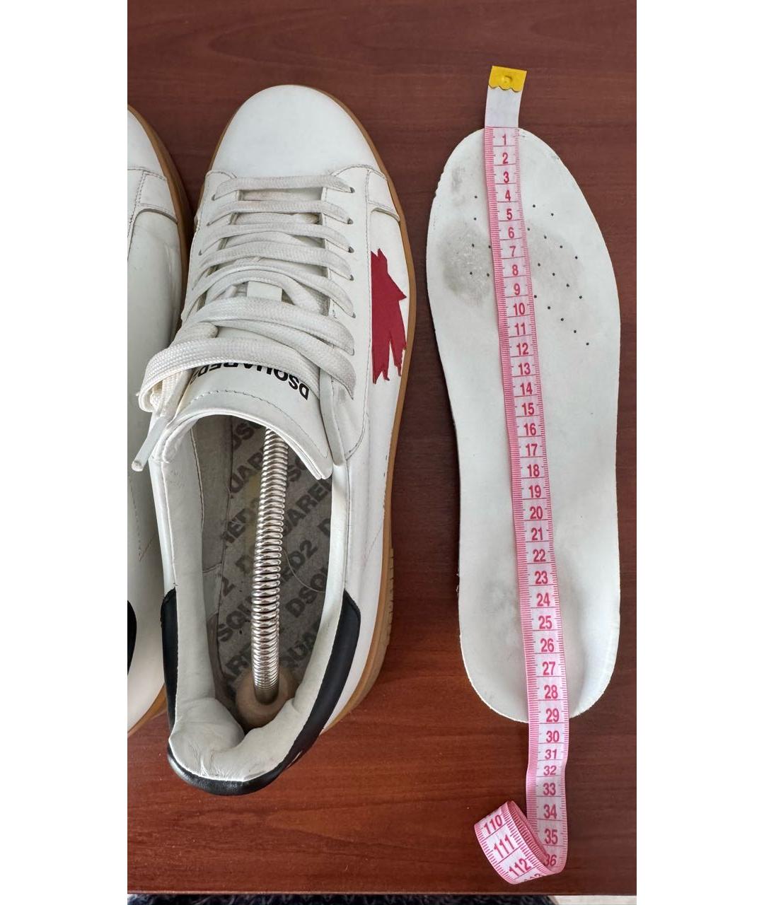 DSQUARED2 Белые кожаные низкие кроссовки / кеды, фото 7