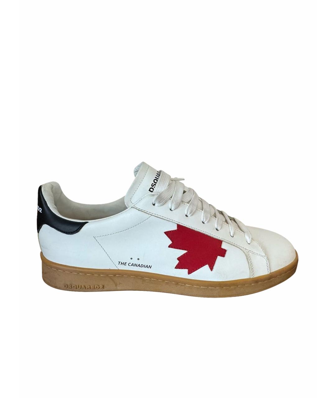 DSQUARED2 Белые кожаные низкие кроссовки / кеды, фото 1