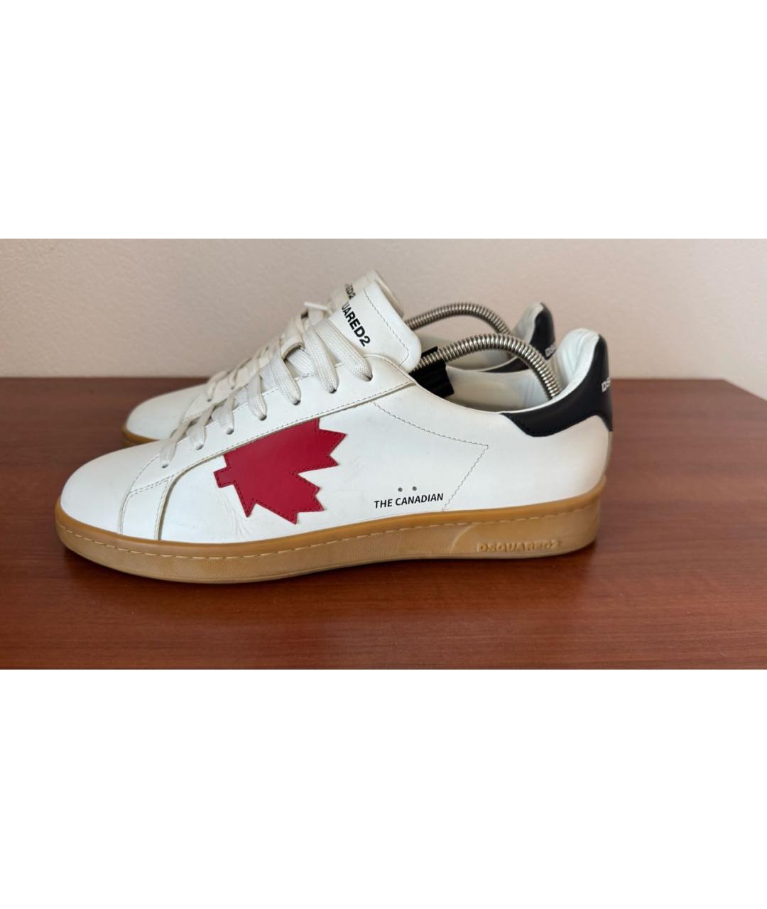 DSQUARED2 Белые кожаные низкие кроссовки / кеды, фото 5
