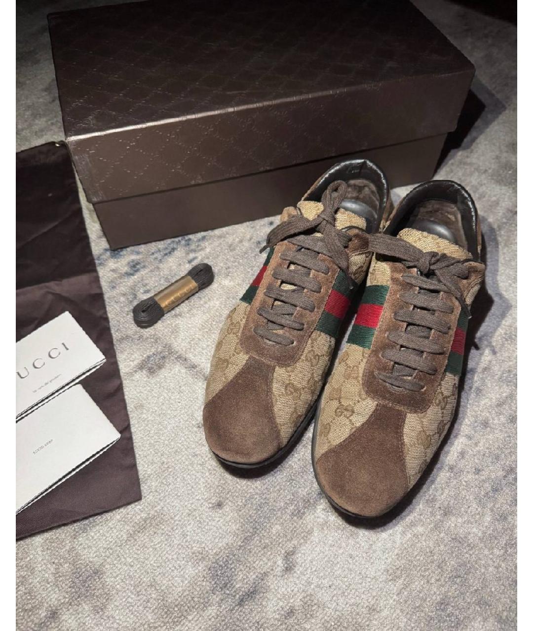 GUCCI Бежевые низкие кроссовки / кеды, фото 3