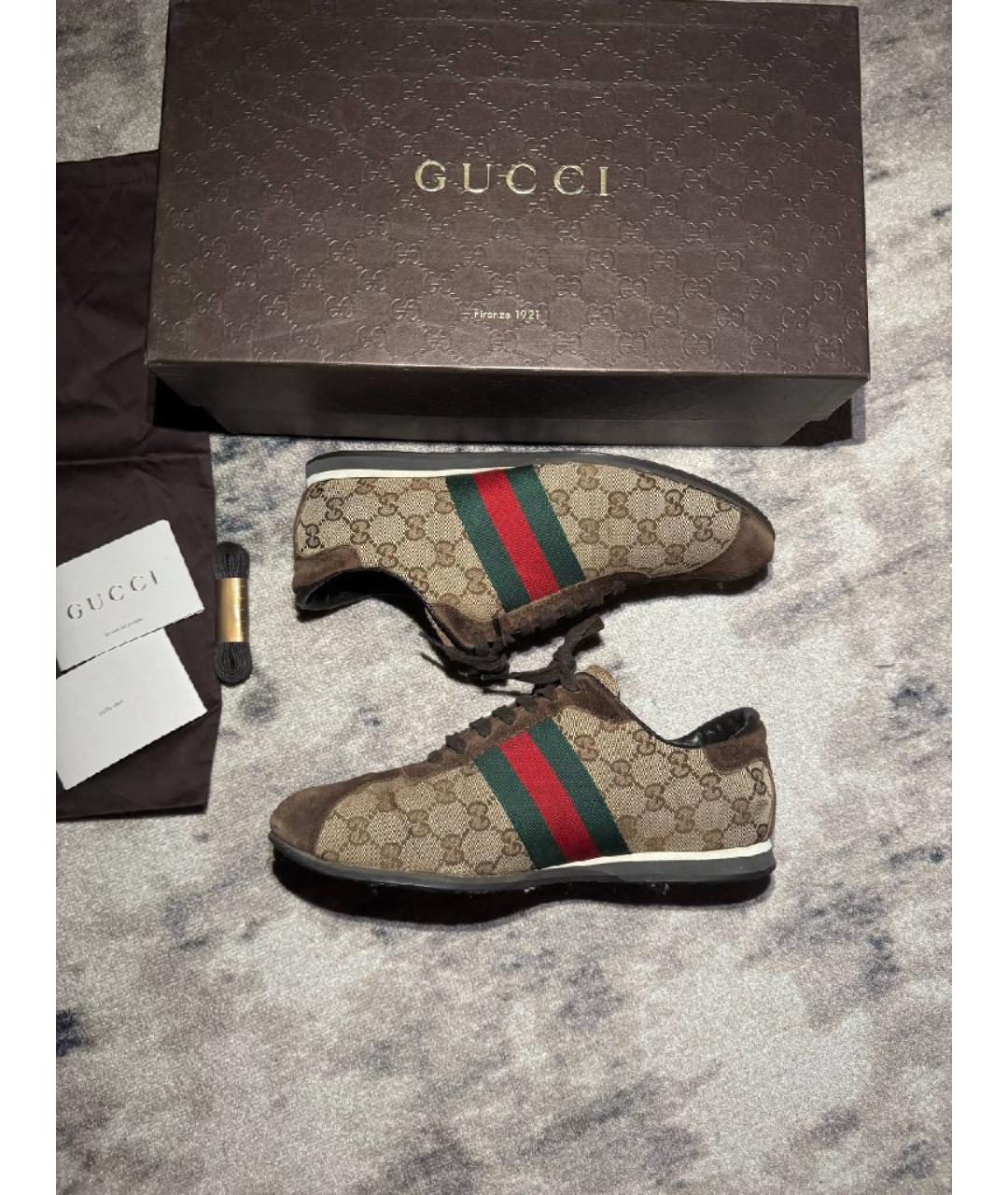 GUCCI Бежевые низкие кроссовки / кеды, фото 5