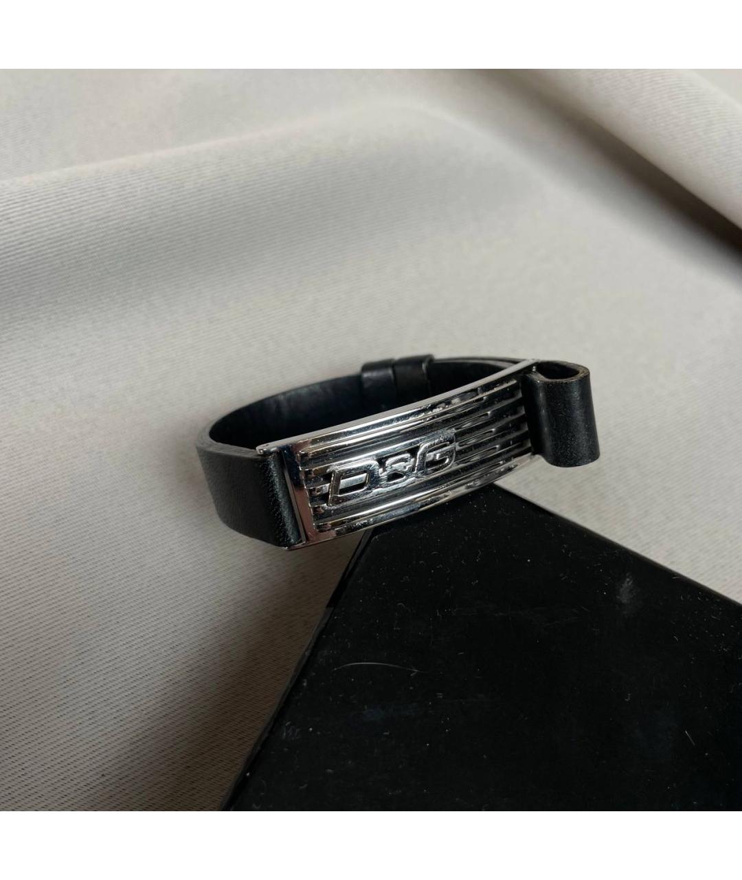 DOLCE&GABBANA Черный кожаный браслет, фото 6