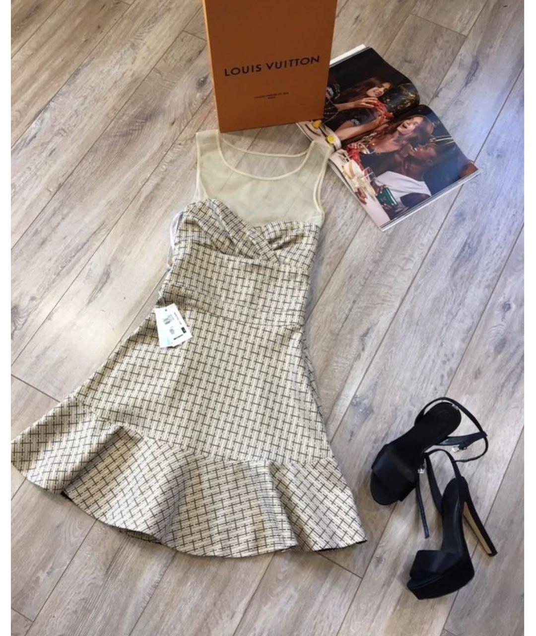 PATRIZIA PEPE Бежевое полиэстеровое коктейльное платье, фото 7